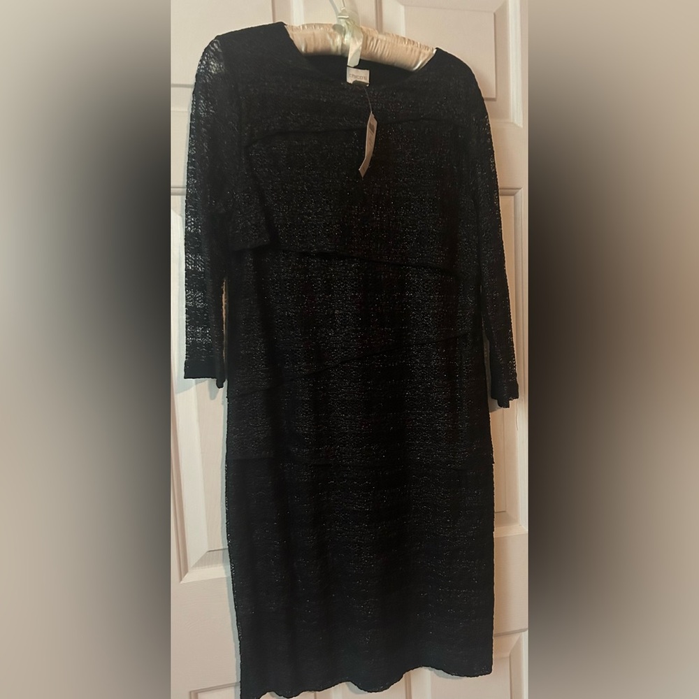 Chico’s, NWT, black dress, 3/4 sleeves, a little glitter in the material.